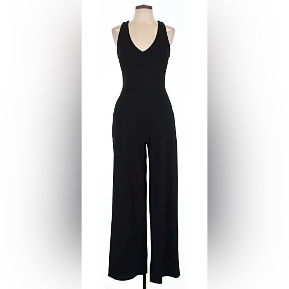 Black Wide-Leg Sleeveless Jumpsuit Dress